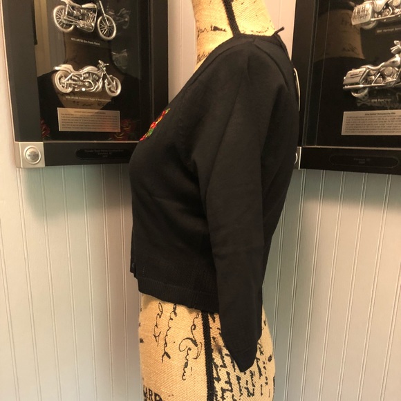 Sourpuss Tattoo Roses 3/4 Sleeve Pointelle Cardiga - Picture 7 of 8